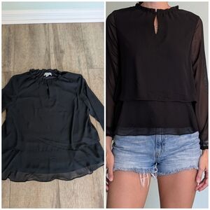 buy 1 Get 1 Free Tops! Nine West Black Layered Blouse